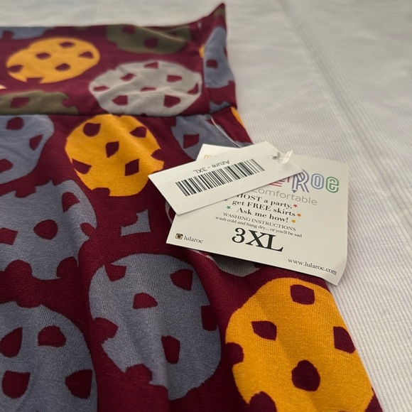 🍁HOST PICK 🍁Lularoe “Azure” skirt gray,orange & blue  w/Burgundy background  3XL - Picture 4 of 7